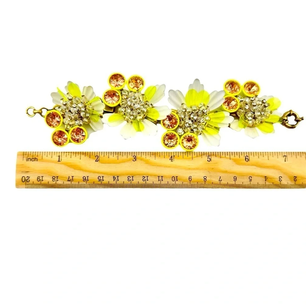 J. Crew RARE Brulee NWT White Yellow Floral Enamel Bracelet